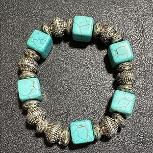 15.  Silver-tone Metal & Howlite Stretch Bracelet